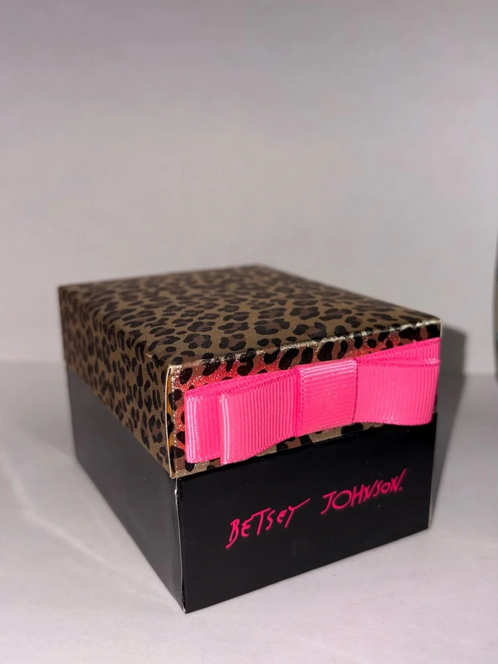 Betsey Johnson Gold Tone Watch with Pink Leopard Heart Dial